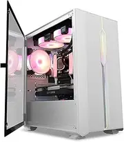 Mid-Tower Computer Case ITX/M-ATX, Dual Tempered Glass Panels, Grid Front Panel, Split Cabinet Structure, Vertical GPU Bracket(White)