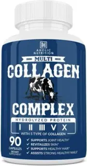 Multi Collagen Pills (Types I,II,III,V,X) 90 Capsules 1500 mg Grass Fed Collagen