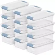 Stackable 6 Qt Latching Storage Box for Organizing Linens and Towels