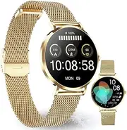 XCOAST SIONA 2 Nano Very Small Women's Smartwatch Gold - Women's Smartwatch, 37 x 6.9 mm, Ultra Sharp Amoled Display, iOS & Android, Waterproof, Flat, Pulse, Blood Pressure, Blood Oxygen, Sports, 7