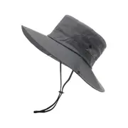 Bucket Hat Wide Brim Sun Hat Anti-UV Protection Hiking Fisherman Breathable Hat - Grey