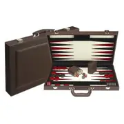 Dal Rossi Brown Leather 18 inch Backgammon Set