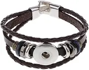 [Perfeclan] Stylish Leather Bracelet with Interchangeable Snap Charms for DIY Jewelry Making