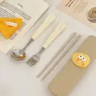 Cheese Spoon Fork Chopsticks Three-piece Set Portable Tableware Storage Box Set)