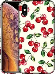 GlamCase for iPhone X/XS / 10, iPhone X/XS / 10 Case - Cherry Watercolor Pattern Printed Slim & Sleek Cute Plastic Hard Protective Designer Back Phone Case/Cover for iPhone X/XS / 10