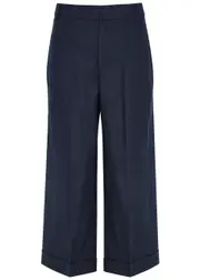 S Max Mara Salix Linen Trousers - Navy - 8 (UK8 / S) 8 (UK8 / S)