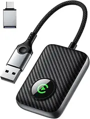 IVY Wireless CarPlay Adapter for Apple iPhone & Android, 2in1 Wireless CarPlay Adapter with Carbon Fiber Texture Plug-and-Play Converts Wired to Wireless Car Play Compatible iPhone/Android