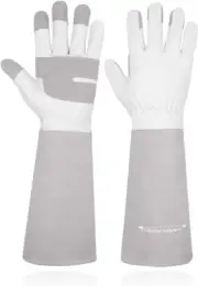 Long Gardening Gloves for Men & Women, Thorn Proof Rose Pruning Gloves Leather G