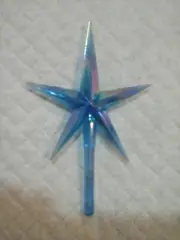 AURORA IRIDESCENT BLUE STAR Ceramic Christmas Tree 4" TOPPER BEAUTIFUL VINTAGE