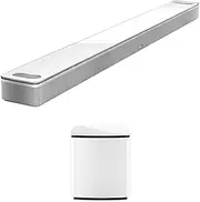 Bose Smart Soundbar 900: Premium Bluetooth Soundbar with Alexa Voice Control Built-in, White & Bass Module 700: Wireless Compact Subwoofer, White
