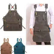 Waxed Canvas Shop Apron Heavy Duty Work Apron With Pocket Cross Back Straps