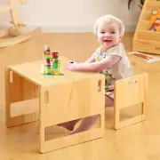 FUNLIO Montessori Weaning Table and Chair Set for Toddlers Age 1-3, Height Adjus