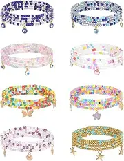 [Tornito] 16-18Pcs Belly Waist Necklace Chain Summer Jewelry Bikini Body Chain for Women African Waist Bead Set Stretchy Elastic String Multi-Color Sexy Bracelet Anklet