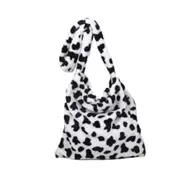 Lovely Soft Plush Women Messenger Bags Cow Pattern Ladies Furry Purse Handbags Winter Fashion Girls Student Travel Casual Tote