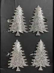 Tahari Home Christmas Tree Shaped Napkin Rings (4) RHINESTONES NIB