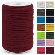 Braided Macrame Cord 5mm x 295ft, Natural 8-Strand Braided Cotton Wine Red
