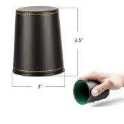 Black 5Pcs PU Leather Dice Cup Set With 20 Dot Dices Exquisite Hand Feeling HO
