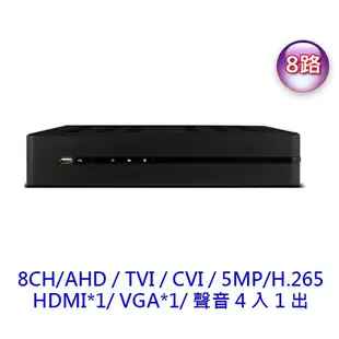 監控主機 可取 8路 KMQ-0828EUK 台灣晶片 H.265 5MP TVI AHD CVI IPC 960H