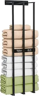 Uptyia Bath Towel Bars,Towel Racks for Bathroom Wall Mounted, Towel Storage, Metal Bath Towel Holder for Folded Large Washcloths (Black)