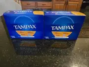 2 Boxes Tampax 40 Count Cardboard Applicator Super Plus Tampons Unscented Heavy
