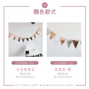 燙金亮面三角串旗／ 三角旗 串旗 幼稚園佈置 串旗 掛旗 生日派對佈置 攝影 露營【B＆B 幸福雜貨】