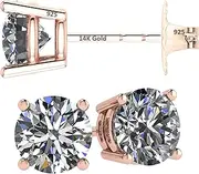 [Central Diamond Center] NANA 14k Gold OHRRINGE & Sterling Silber 4 Prong Pure Brillianz CZ Ohrstecker CZ 1,0 bis 8,0ctw