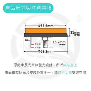 SLO【LED二代+圓形反光片】LED 反光片 反光燈片 反光片燈 防水 定位燈 煞車燈 方向燈 車側 三段式 機車