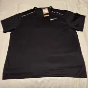 NIKE DriFIT Miler Men's Running Shirt AJ7565-010 Black/Reflective Silver 2XL NWT
