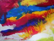 ORIGINAL PAINTING acrylic abstract palette knife "Dune" 18x24 by Steven G. Graff