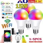 1-10PCS E27 15W WiFi Smart LED Light Bulb RGBW Globe Lamp For Alexa Google Home