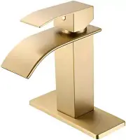 Bathroom Faucet Brushed Gold Modern Waterfall Bathroom Sink Faucet with Single H