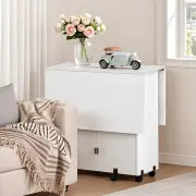 Advwin Foldable Dining Table with Storage Shelves