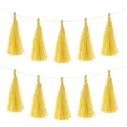 25Pcs Light Yellow Tassel Garland Banner with Rope