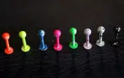 16g Speckled Colored Paint Flecked Earring Labret Helix Tragus Stud ring bar