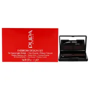 Pupa Milano Eyebrow Design Set - 003 Dark Brown For Women 0.039 oz Eyebrow Kit Double applicator, Angled Brush-Comb, Professional Tweezer