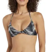 VOLCOM Women's XS Stay Or Leaf Tri Crop Bikini Top Swim Surf Beach New