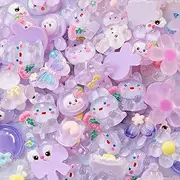 [MKLKSDH] 100PCS Slime Charms Cute Set Bulk Purple Kawaii Resin Charms Flatback Bright Fun Slime Trinkets Sets, Crocs Case Ornament Scrapbooking Embellishments for DIY Crafts Making Kits