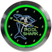 Neon Clock - Pool Shark 15" 8POOLS * Game Room Quality Fun Decor * Ships FREE!