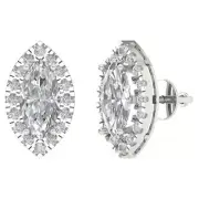 3.44ct Marquise Cut Halo Stud Solitaire Earrings 14k White Gold Screw Back