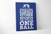 One Ball Wrestling Canvas - Artwork Wrestler Print - Blue White (12 X 18 Inches)