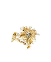 Daisy ring in metal and enamel with crystal 52,54 Yellow