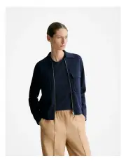 [Trenery] Merino Milano Zip Through Jacket in Navy