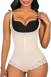 [SHAPERX] Waist Cincher Trainer Women Faja Colombianas Shapewear Zipper Open Bust Bodysuit