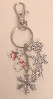 New Christmas Snow Flake Winter Holidays Keychain Clip Bag Charm Gift #2