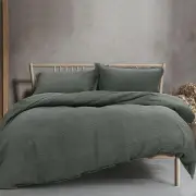 Ardor Campbell Charcoal Crinkled Texture Quilt Cover Set Queen