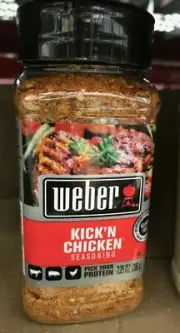 Weber Kick'n Chicken 7.25 oz Seasoning Mix Meat Spice Rub Rare Large Family Size