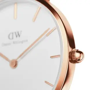 【Daniel Wellington】Petite St Mawes系列 中性玫瑰金真皮皮革腕錶-白面/32mm(DW00100175)