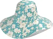 [Yoogain] Chic White Clematis Flowers Teal Foldable Sun Hats for Women uv for Garden Decorative Sun hat uv Protection for Women Beach Vacation Must Haves Gorras para sol de Mujer, Chic White Clematis Flowers