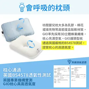 GIO Pillow 超透氣護頭型嬰兒枕 S/M號 寶寶枕頭 新生兒枕頭 防扁頭護頭枕 可水洗枕【官方免運快速出貨】