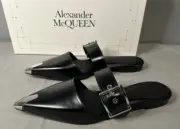 Alexander McQueen Punk Leather Mules Flats Women’s Size 40 (US 10) Authentic